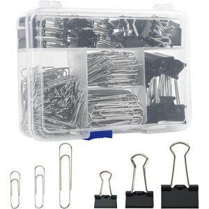 Binder clips and paper clips set 340pcs assorted sizes office school supplies bo